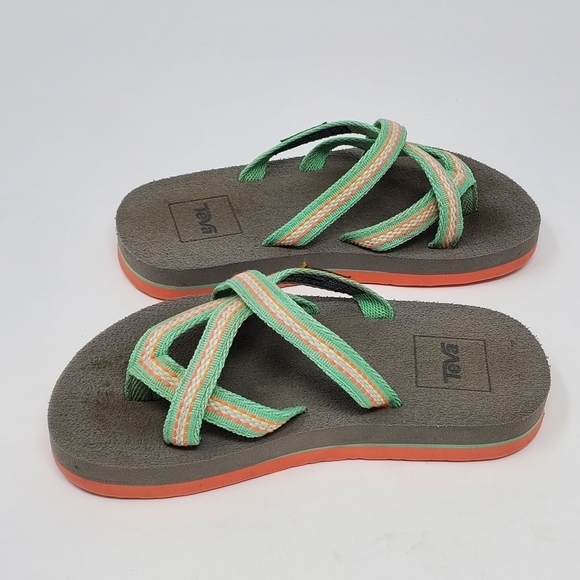 TEVA FLIP FLOP THONG SANDALS MINT GREEN WOVEN FABRIC YOUTH CHILDREN SIZE 11 - Picture 4 of 10